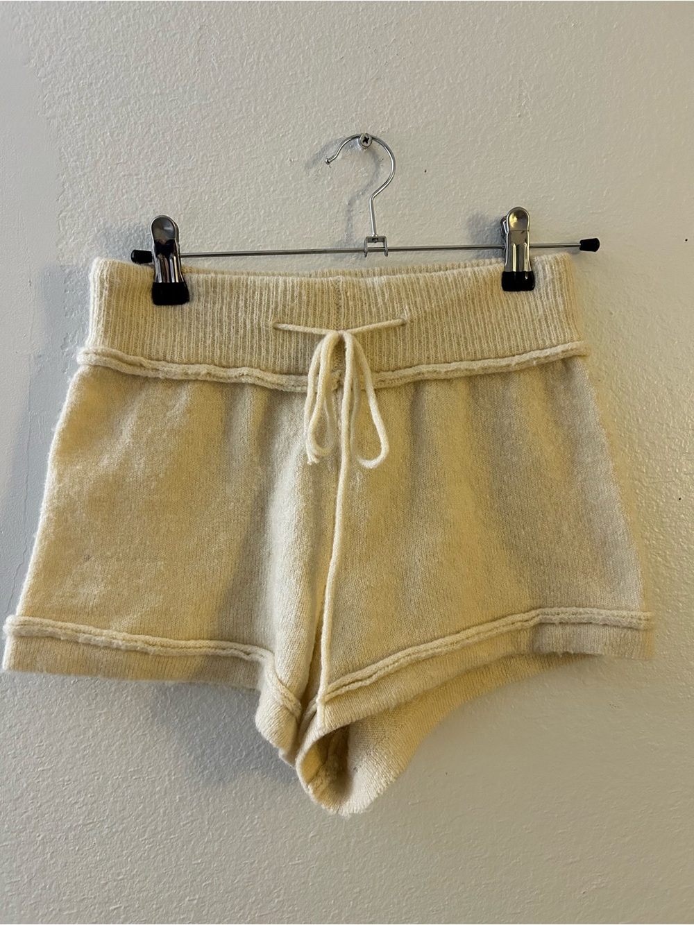 Free People Cream cozy  Knit Lounge Shorts